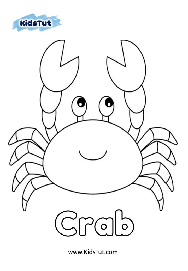 Crab - Sea animals coloring pages for kids
