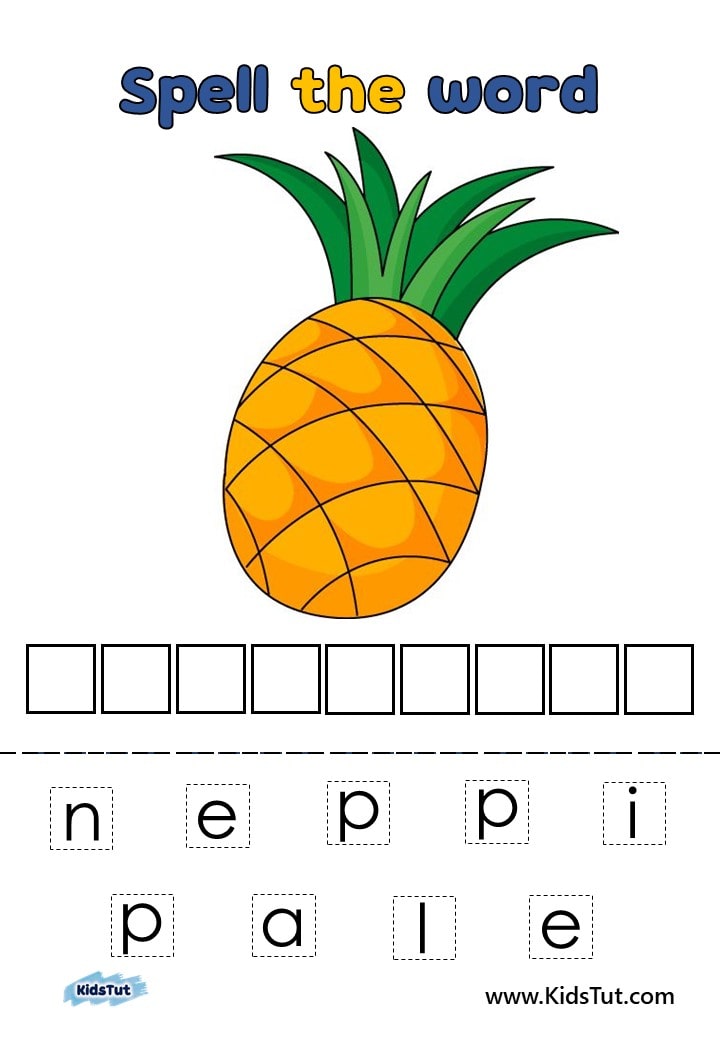 Spelling Practice Worksheets With Fruits 