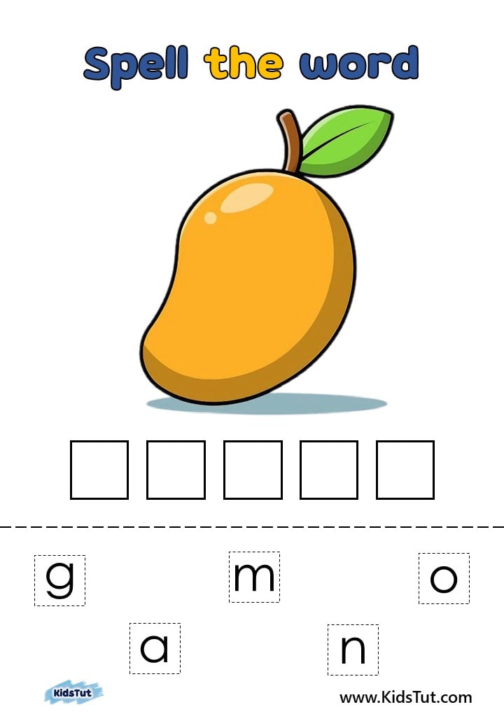 Spelling Practice Worksheets With Fruits 