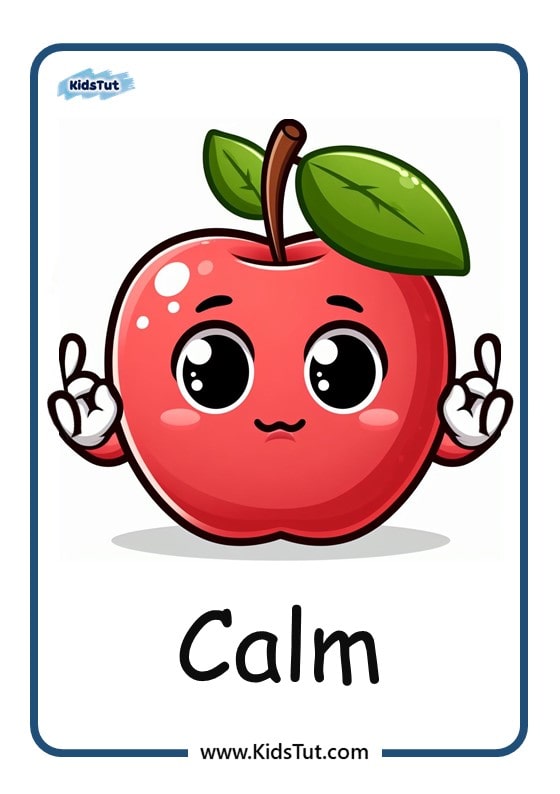 Apple-themed Emotions flashcards for kids