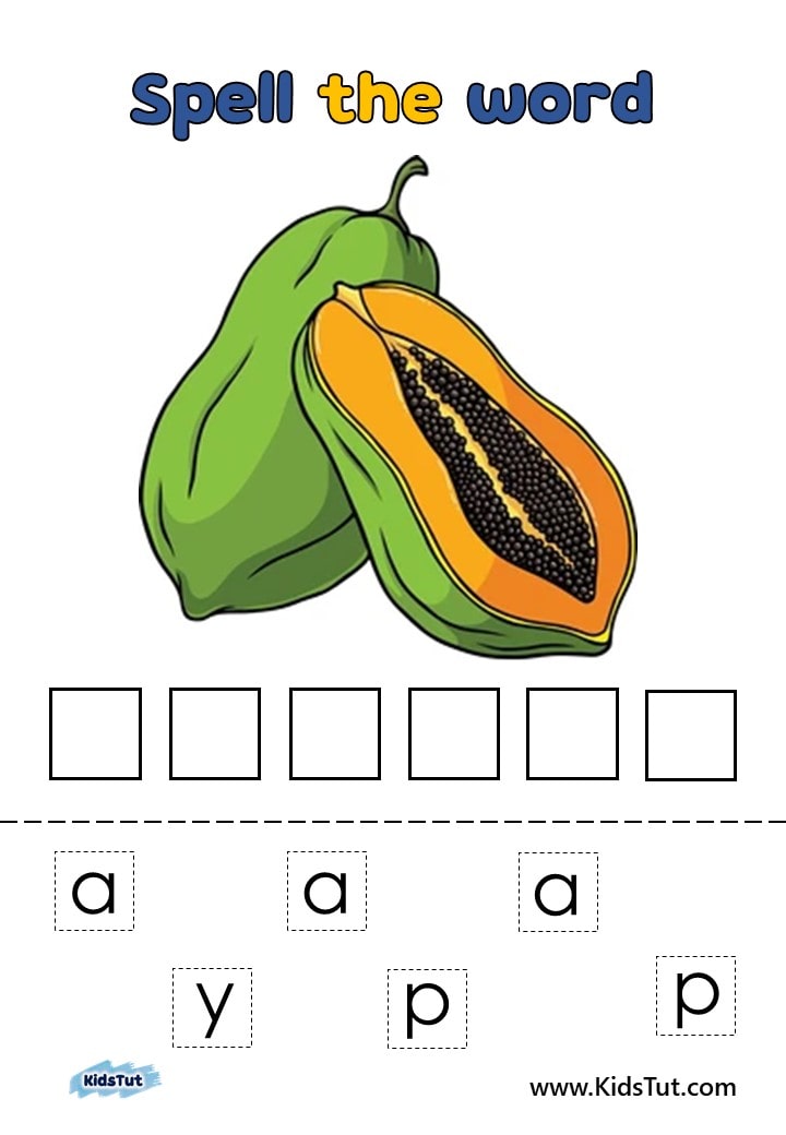 Spelling Practice Worksheets With Fruits 