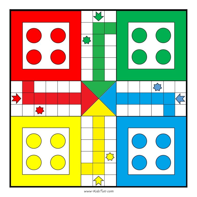 Printable Ludo Game Board Templates and Instructions for Kids - KidsTut