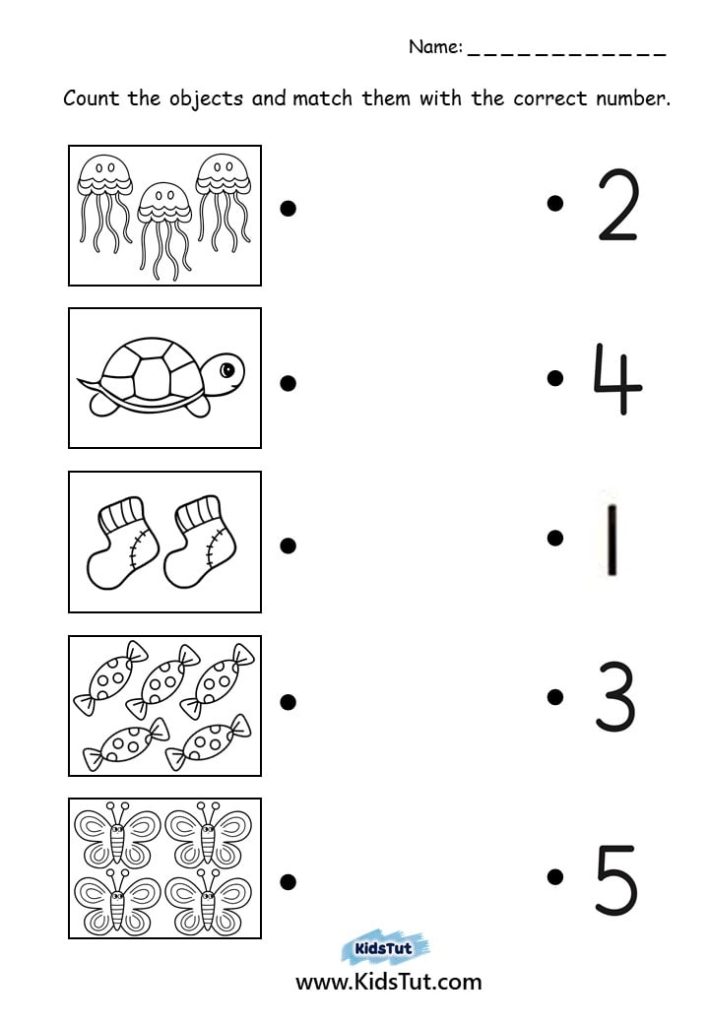 Count and Match worksheets for kids