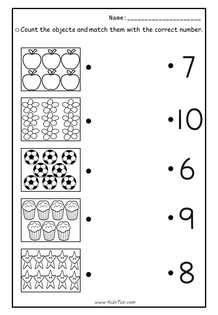 Count and Match with objects worksheets for kids - KidsTut