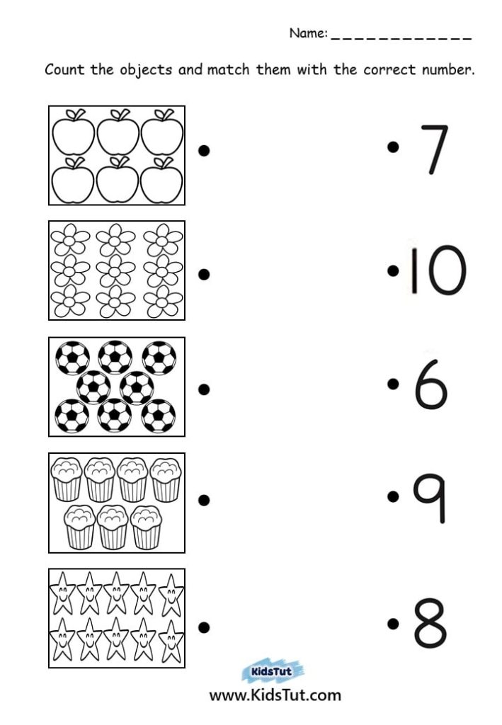 Count and Match worksheets for kids