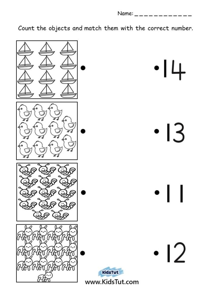 Count and Match worksheets for kids