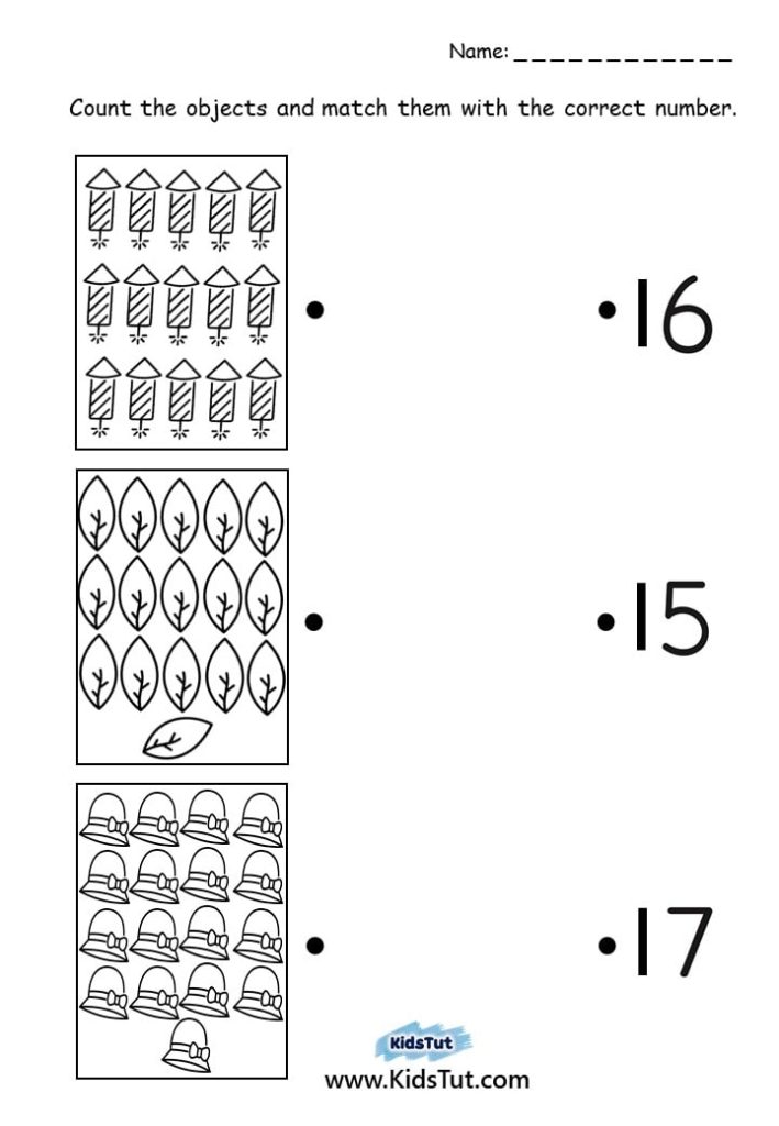 Count and Match worksheets for kids