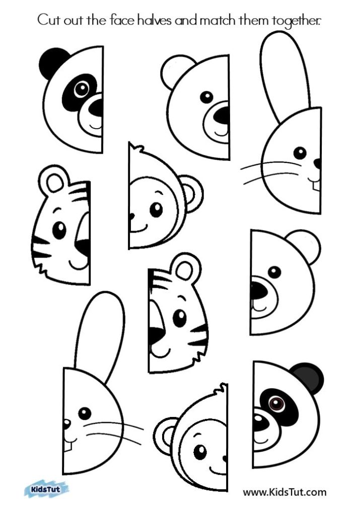 Easy and Fun Face Matching worksheets for kids