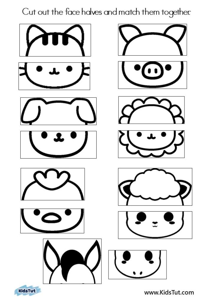 Easy and Fun Face Matching worksheets for kids