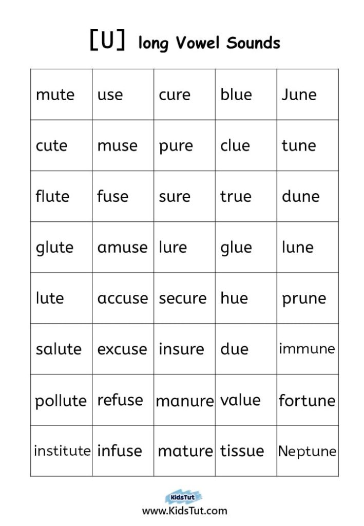 Long Vowel Sounds Words