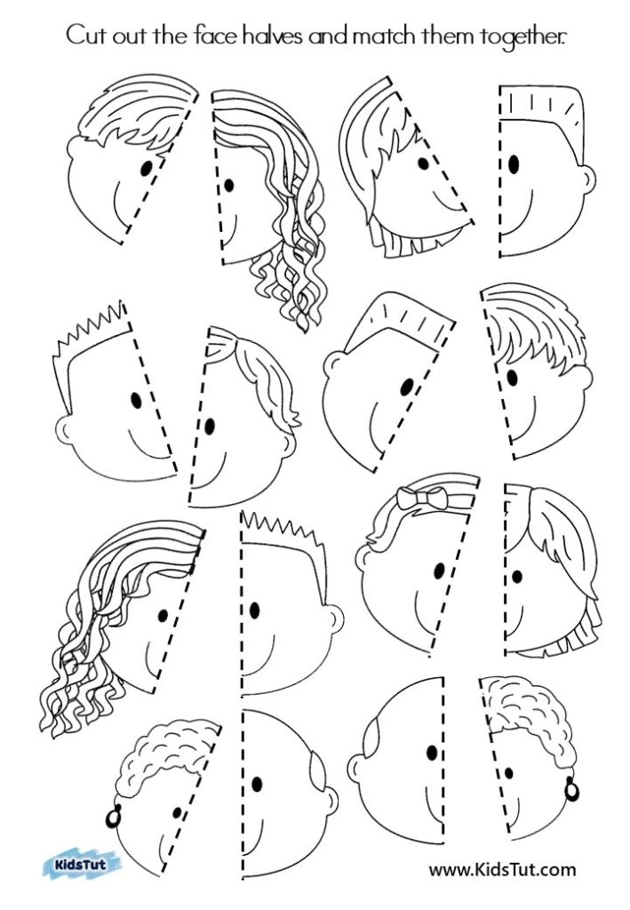 Easy and Fun Face Matching worksheets for kids