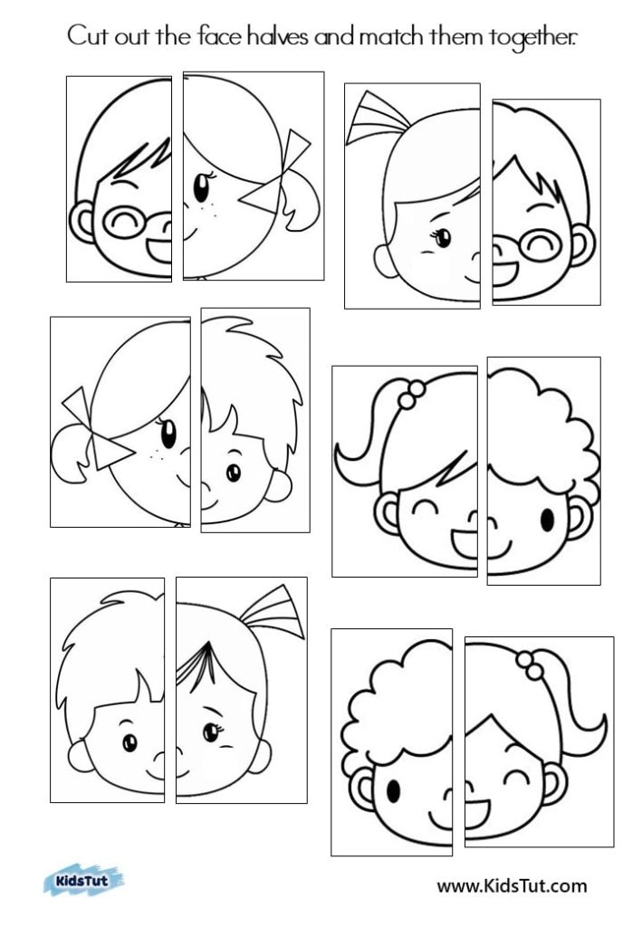 Easy and Fun Face Matching worksheets for kids