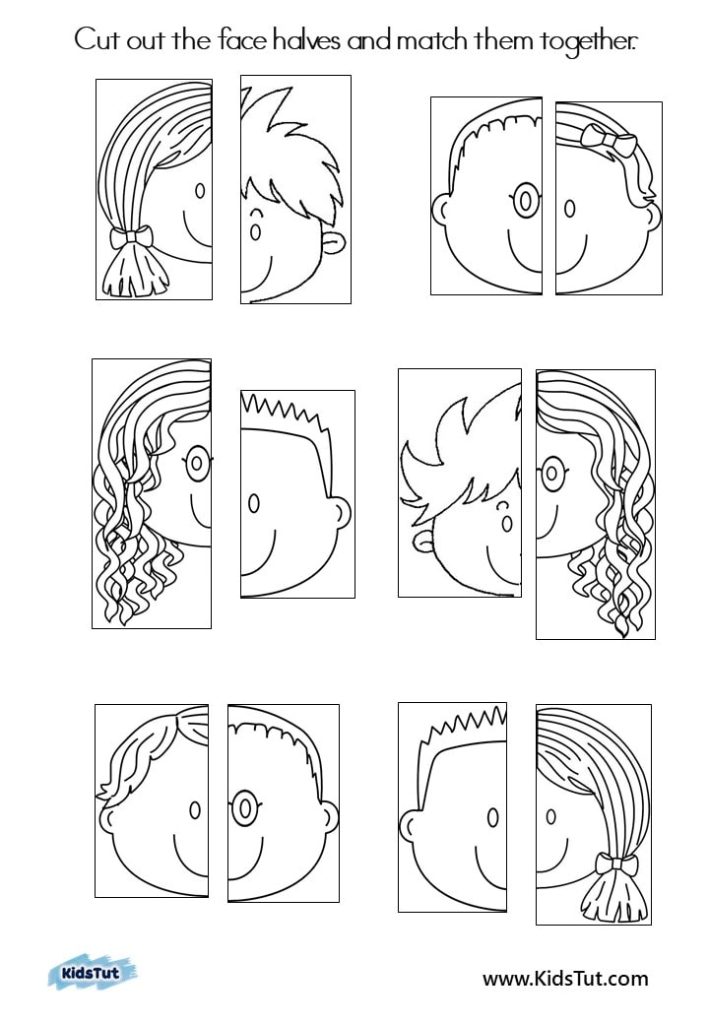 Easy and Fun Face Matching worksheets for kids