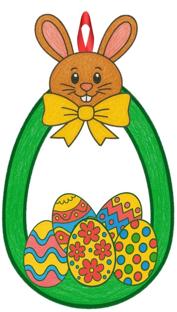 Simple Easter Crafts for Kids: Cute bunny wreath