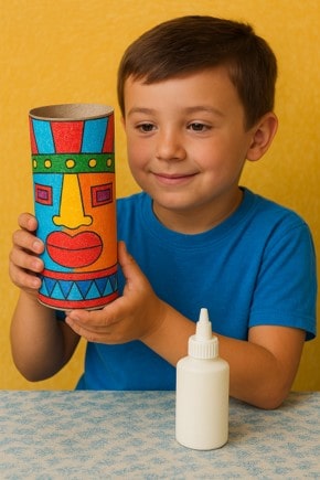 Easy Paper Roll Crafts for Kids: Tiki Totem Art