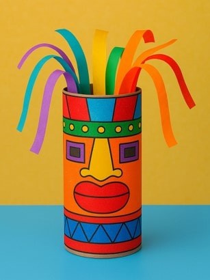 Easy Paper Roll Crafts for Kids: Tiki Totem Art