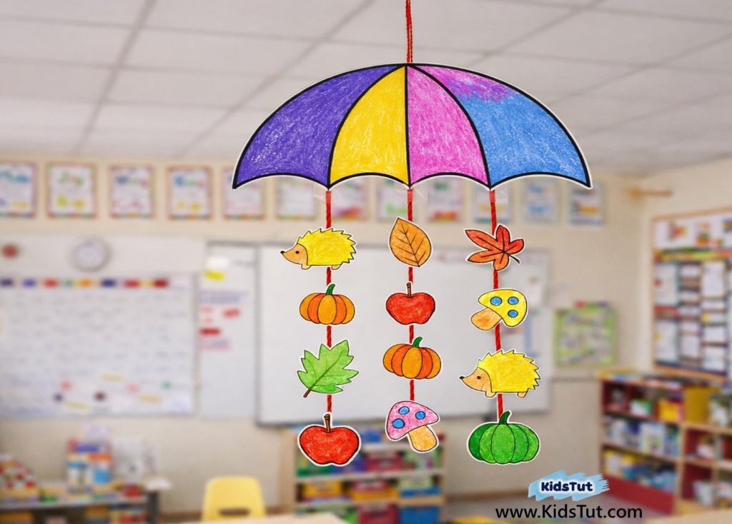 Easy Fall Classroom Garland Craft: Cute Umbrella