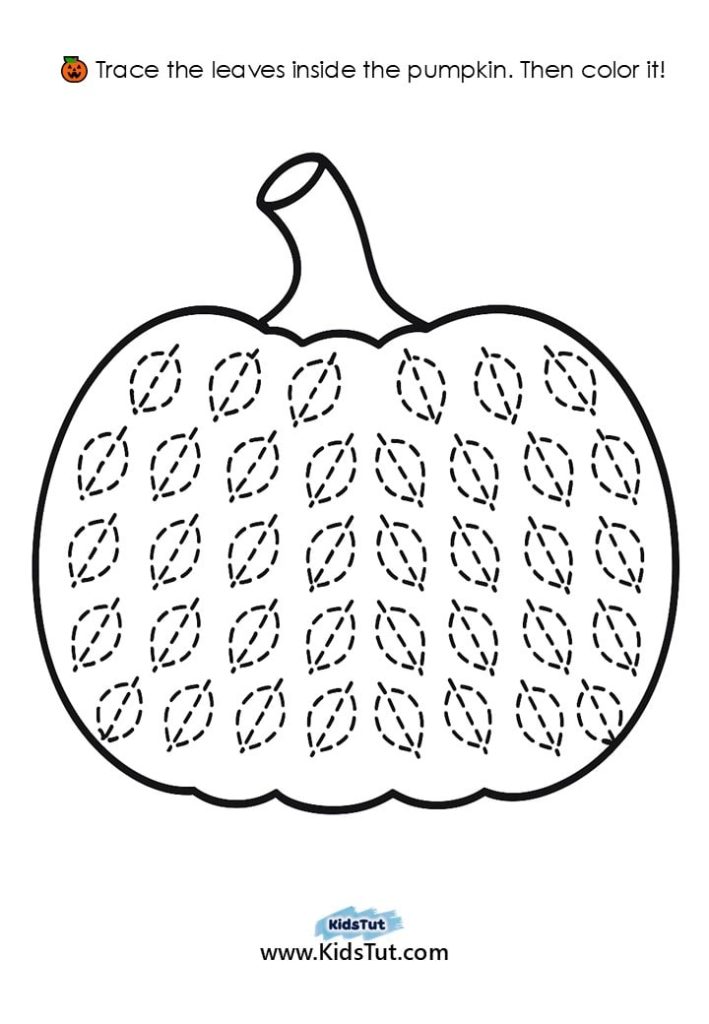 Free Pumpkin Tracing and Coloring Pages for Kids