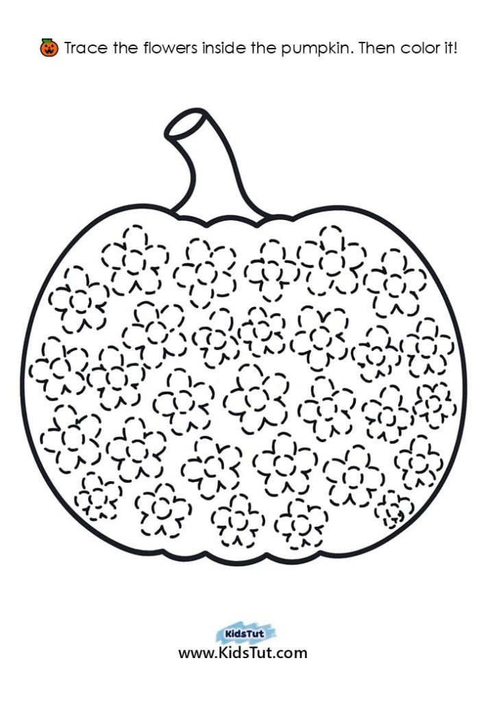 Free Pumpkin Tracing and Coloring Pages for Kids