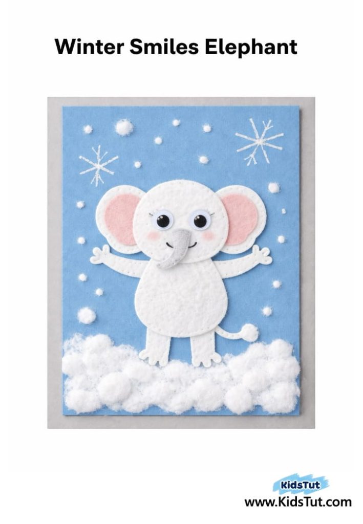 Winter Animal Craft for Kids with Cotton Pads 