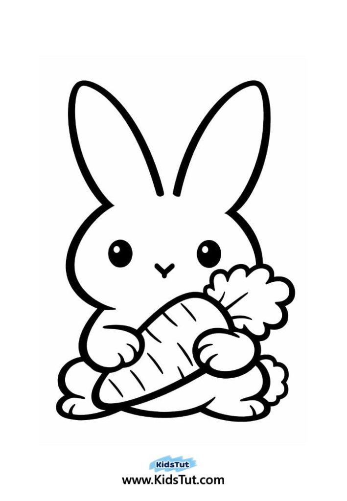 Easy Rainbow Bunny Coloring Pages for Kids