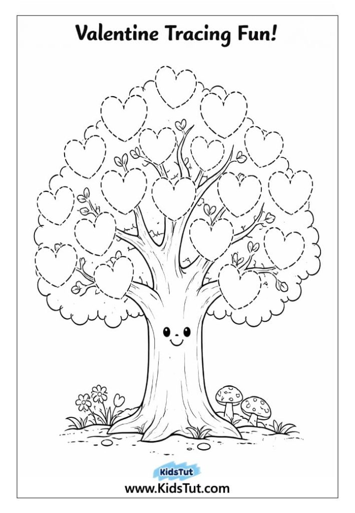 Valentine Tracing Worksheets for Kids to Print
