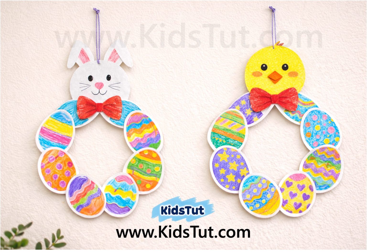 Easy Bunny & Chick Easter Egg Wreaths for Kids - KidsTut